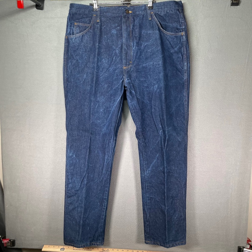 Rustler Jeans Mens 42x32 Dark Wash Straight Leg USA Made Denim High‎ Rise